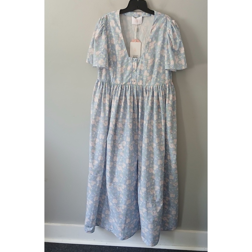 Selkie Women's Size Medium The Laundry Line Dress Floral Short Sleeve Button NWT